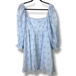 Lulus Always Charming Light Blue Floral Swiss Dot Babydoll Mini Dress Large Photo 2