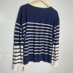 Lisa Todd Cotton Blue White Striped Neon Sleeve Sweater Size Large Photo 1