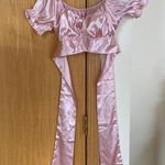 Bubblegum pink satin top with bow Photo 0