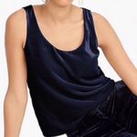 J.Crew NWT Velour Navy Blue Velvet Round Neck Sleeveless Tank Blouse Size 00 Photo 0