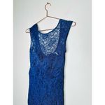THEIA Dark Blue Metallic Floral Lace Overlay Shimmering Element Gown Size 6 Photo 10