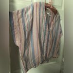 FOR THE REPUBLIC stripped metallic button down cotton oversized shirt, size S Photo 3