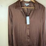 NWT Maison D’Amelie Paris XL Dark Brown Flowy Button Down Dress Shirt Career Photo 0