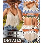 NWT Women’s Western Cowgirl Fringe Crop Top V Photo 3