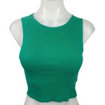 ZARA  Green Crew Neck Sleeveless Ribbed Knit Stretch Pullover Crop Top Size S Photo 0