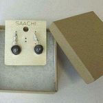 Saachi Matte Silver and Black Glass Earrings Photo 0