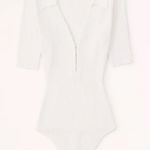 Abercrombie & Fitch  Knit Ribbed Hook-and-Eye Short-Sleeve Bodysuit Size Medium Photo 0