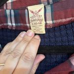 Faded Glory  womens waffle knit layered plaid flannel shirt blue /red L Photo 3