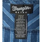 Wrangler  Retro Women's L Striped Denim Sleeveless Button-Down Mini Dress Pockets Photo 8