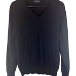 Kallspin Womens‎ Cashmere Wool Blend Vneck Black Sweater Size Large Warm Photo 0