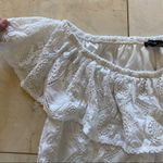 Lauren Michelle Lacy Strapless Blouse Sz Medium White Photo 2