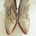 Free People  Lawless Fringe Western Boots Tan Bone Block Heel Ankle Cowgirl Sz 37 Photo 5
