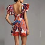 Hutch Anthropologie  Printed Ruffle Sleeve tropical leaves Romper US 10 Photo 2