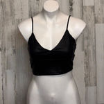Jitren Clothing Black Faux Leather Spaghetti Strap Crop Top – Size Medium NWT Photo 0