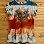 Rainbow Sandals Vintage Y2K Size Small Butterfly Moth Tie Dye Retro Psychedelic Baby Tee Photo 0