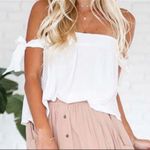 Luca + Grae White Tie Off the Shoulder Top Photo 0