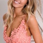 Davi & Dani Peach Floral Lace Strappy Bralette Top Photo 0