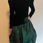 Vintage 80’s Black Velvet & Green Bubble Skirt with V Photo 13