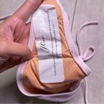 J.Crew Light Pink Ribbed Curved Waist Cheeky String Bikini Bottom Small NWT Photo 5