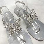 Giuseppe Zanotti Butterfly Swarovski Crystal Chrome Flat Sandals Glam Silver 36 Photo 5