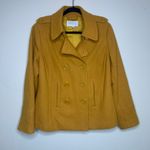 Relativity  Mustard Gold PeaCoat Sz Large Double Breasted Wool Blend Photo 5
