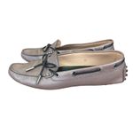 Tod's Women's Metallic Bronze Leather Driving Loafer Moccasins Size 39 9.5 Silver Photo 1