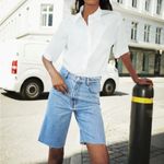 ZARA  Women's The 90s Bermuda High Rise Cut Off Denim Shorts Size 4 Light Blue Photo 2