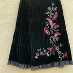 Vintage New Old Stock Carole Little Velvet Skirt 12 Embroidered Black Photo 2
