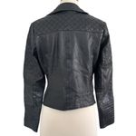 River Island Vintage Quilted Leather Moto Biker Black Jacket Size UK 12 US 8 Photo 8