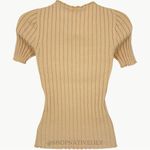 Sézane NWT  Remy Merino Ribbed Knit Short Sleeve Top | Sz Small | Light Beige Photo 2