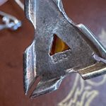 Vintage Baltic Amber Sterling Silver Triangle Dangle Earrings Photo 4