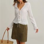 Rihoas Green Suede Straight Mini Skirt Size M Photo 2