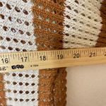 Solitaire  Striped Crochet Knit Open Front Collared Cardigan Sweater Top L Photo 4