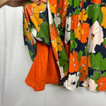 Liz Claiborne Floral Sleeveless Sundress Orange Green White Size 4 Modest Midi Photo 6