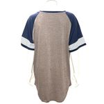 Adibosy Brown Navy Raglan Dressy Tunic Tee Shirt Dress Striped Sleeves XXL Photo 5