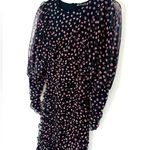 ZARA  Puff Sleeve Black Sheer Mesh Pink Floral Ruched Dress Size M NWT Photo 6