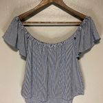 Willow + Root  Black and White Striped Flutter Sleeve Blouse Photo 1