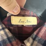 Love Note Women's Plaid Flannel Bodysuit Shirt Size Medium Red Blue Long Sleeve Photo 8