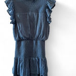 AQUA  Ruffle Short Sleeve Smocked Mini Dress Denim Blue M Photo 1