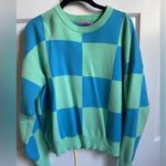 Edikted  Blue and Green Checkered Sweater - Size Small Photo 0