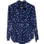 Equipment | L | Top Button Up Down Top Shirt PURE silk shirt blue star print Size L Photo 1