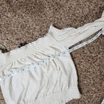 H&M Divided Off-Shoulder Cream Cropped Long Sleeve Blouse Size Small Photo 4