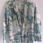 Joie  Linen Blazer Womens Medium Blue Green Floral Preppy Coastal Beachy Resort Photo 0