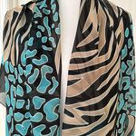 Carol Wior New Animal Print Scarf Sarong Brown/Black/Blue, Sz 60,5”x46,5” Photo 1