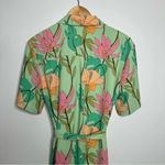 Lulus Totally Tropical Light Green Floral Print Button-Up Shirt Dress Small Photo 8