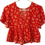 Altar'd State Red Floral Blouse Photo 0