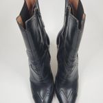 Alaïa Black High Rise Ankle Boots Perforated Trim Leather Size 38.5 Boho Cowboy Photo 5