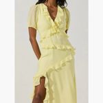 ASTR NWT  the Label Ruffle Midi Dress Large, BUTTER YELLOW Photo 4