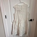 After Market Women's White Textured Striped Sheer Sleeveless Drop Waist Dress S Photo 5