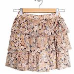 NWT Laurella Tiered Pastel Daisies Spring Ruffled Mini Skirt Women’s Size S/M Green Photo 1